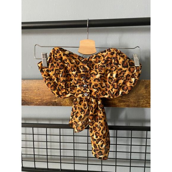 Brian Bailey Animal Print Strapless Crop Top | Size 4 - Picture 1 of 5